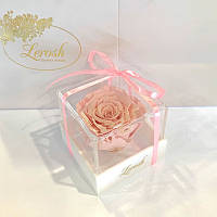 Розовый стабилизированный бутон розы в подарочной коробке Lerosh - Classic