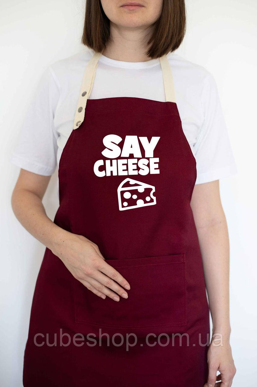 Фартух "Say cheese" бордовий