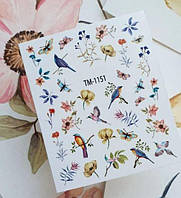 Слайдер дизайн TM White — 1151 — з білою підкладкою — Метелики, птахи, Квіти