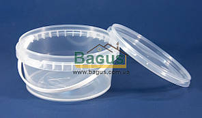 Відро 0,5 л із харчового пластику кругле з кришкою (прозоре)