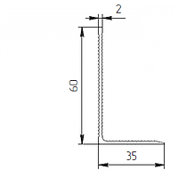 Уголок алюминиевый рифленый 60х32х2 мм