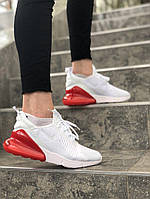 Кроссы Найк Аир Макс 270. Кроссовки женские в сетку Nike Air Max 270 White Red белые с красным