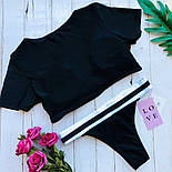 Купальник роздільний чорний купальник: топ на кнопках і трусики, фото 4