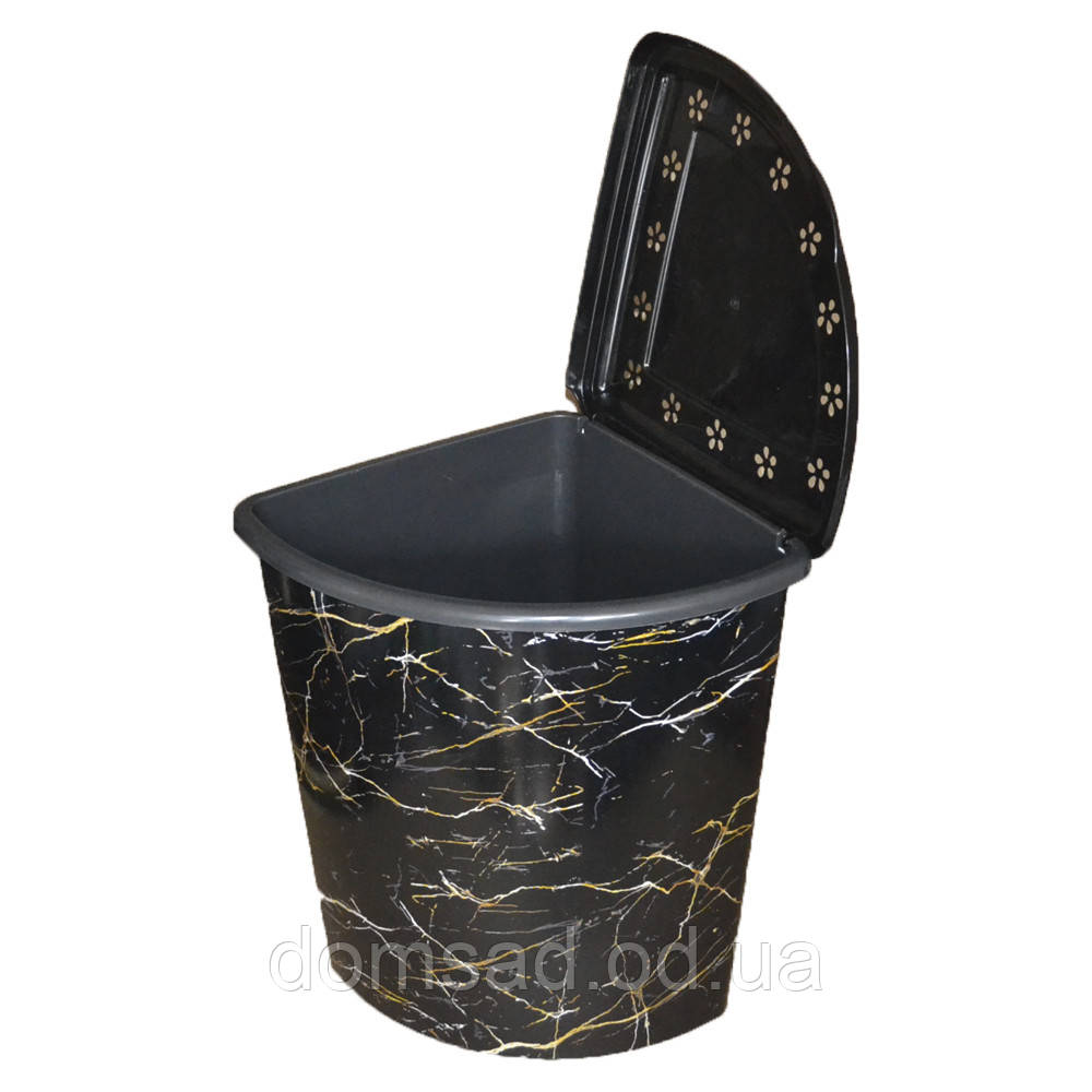 Кошик для білизни кутовий Еліф (Elif) Чорний мармур (Black marble). 40х53х55