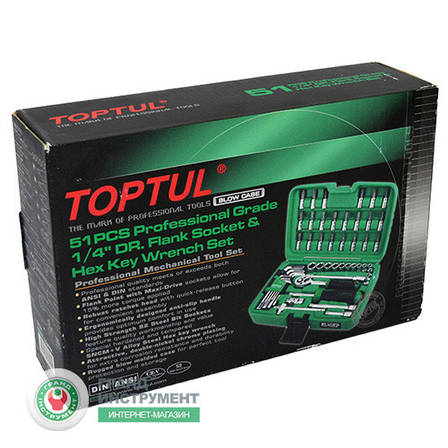 Набір ручного інструменту для авто комбінований 1/4" 51ед. TOPTUL GCAI5101, фото 3