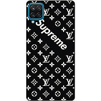Силиконовый бампер чехол для Samsung A12 с рисунком Supreme LV