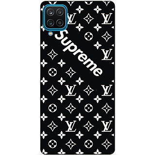 Силиконовый бампер чехол для Samsung A12 с рисунком Supreme LV