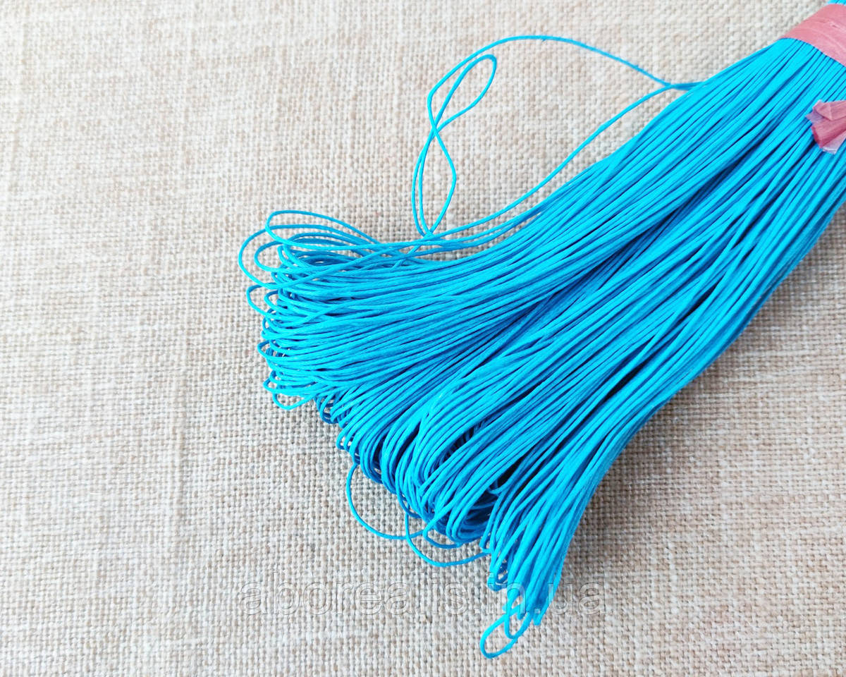 Шнур лляний вощений лазурний 1 мм, 5 м, фото 1