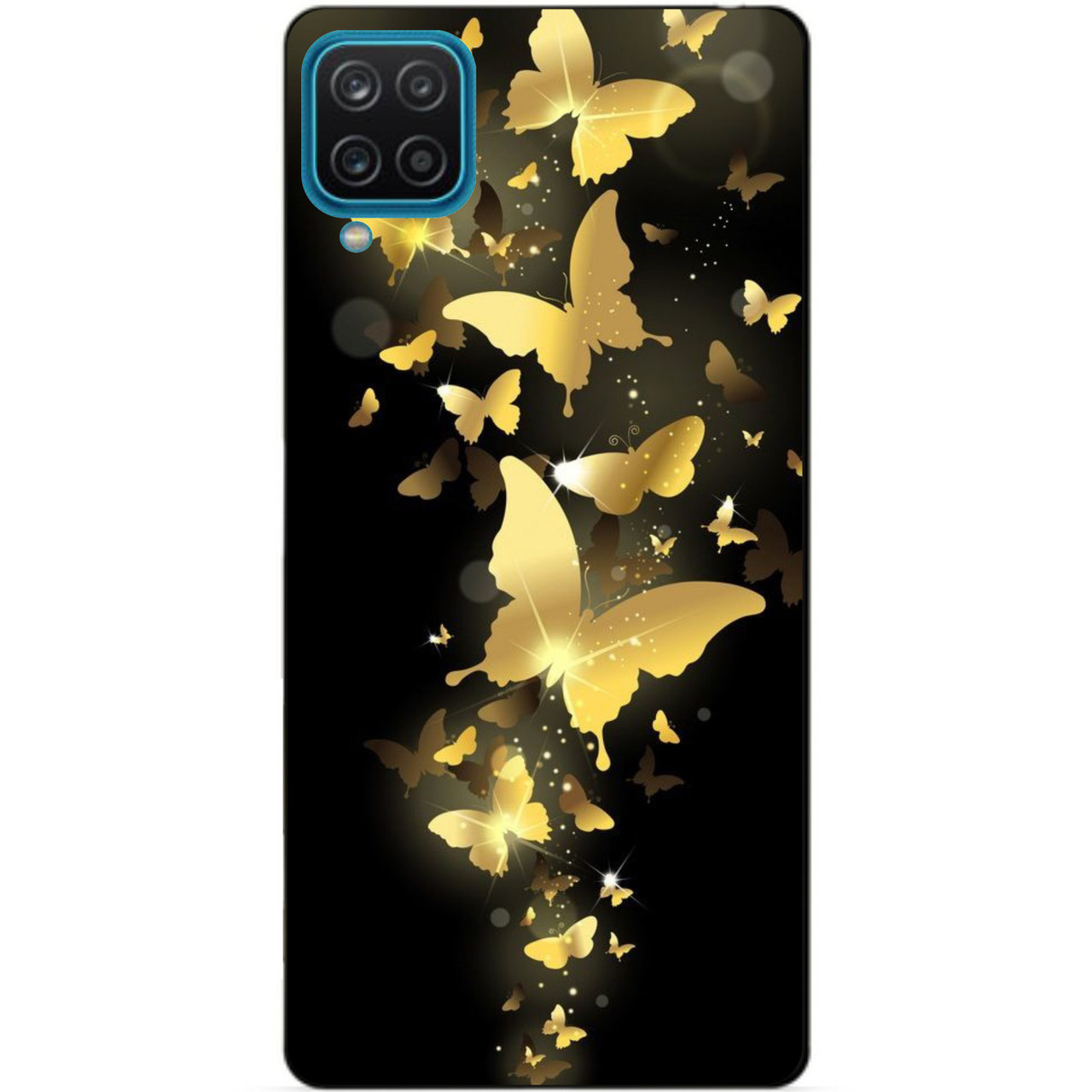 Силіконовий бампер чохол для Samsung A12 з малюнком Золоті метелики
