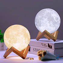 Світильник сенсорний місяць 15 см на акумуляторі 3D Moon Lamp дитячий нічник місяць Moon Light 5 режимів, фото 3