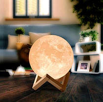 Світильник сенсорний місяць 15 см на акумуляторі 3D Moon Lamp дитячий нічник місяць Moon Light 5 режимів, фото 2