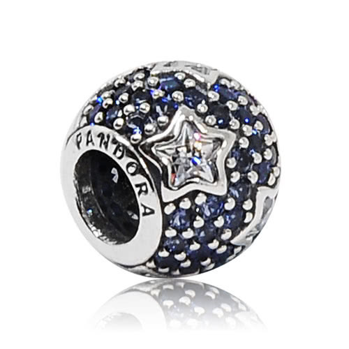 Срібна намистина Pandora "Сині зірки" 791382CZ