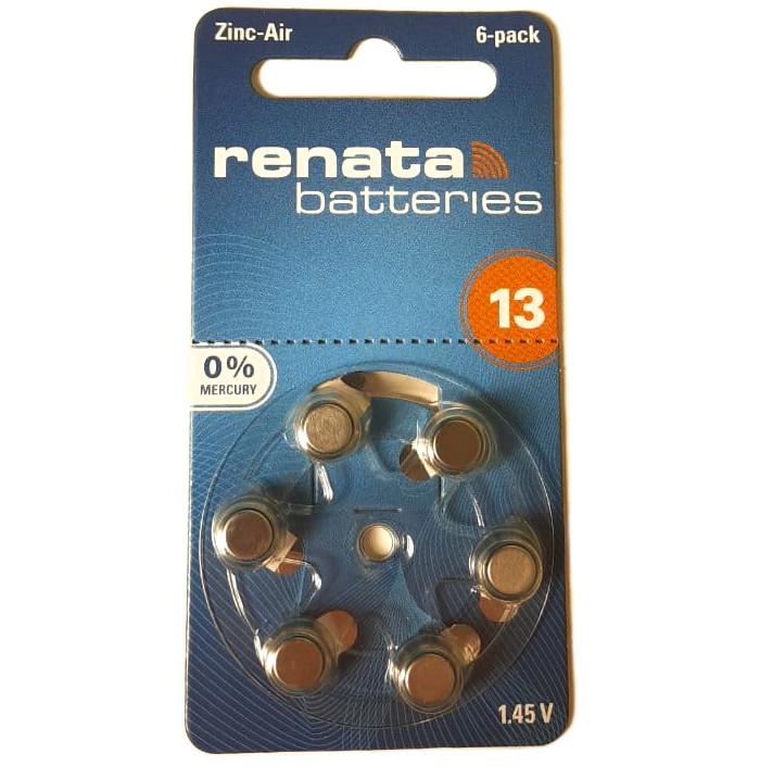 Батарейки Renata 13 для слухового апарата, 6 шт, фото 1