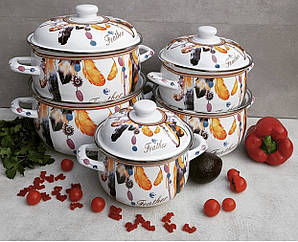 Набір емальованих каструль Edenberg з 10 предметів EB-1881 <unk> Набір кухонного посуду емаль із кришками