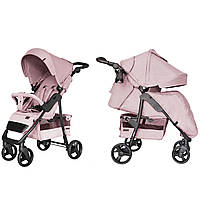 Детская прогулочная коляска розовая Carrello Quattro дождевик москитная сетка черная рама подстаканник