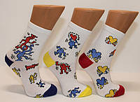 Женские носки средние ТЕННИС НЛ с надписями 18-19 см 36-40 белый цветные сердечки,цветные пятки