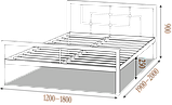 Ліжко металічне "Квадро". Колір та розміри можливо змінювати, фото 2