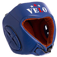 Профессиональный боксерский шлем кожаный синий AIBA VELO 3081
