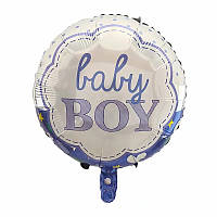 Фольгована кулька круг "Baby Boy" синя 18"(45см) 1шт.