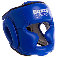 Боксерский шлем кожаный синий BOXER 2033