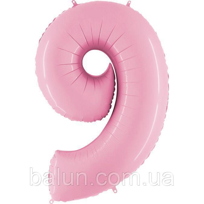 Фольгована кулька цифра "9" рожева Pastel 40" (100 см) 1 шт