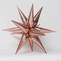 Фольгована кулька "3D зірка" рожеве золото (65х65см) 1шт.