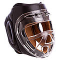 Шлем для единоборств с прозрачной маской кожаный черный EVERLAST MA-1427