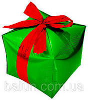 Фольгована кулька фігура "Подарунок" зелена 35х70 см. в уп. (1шт.)