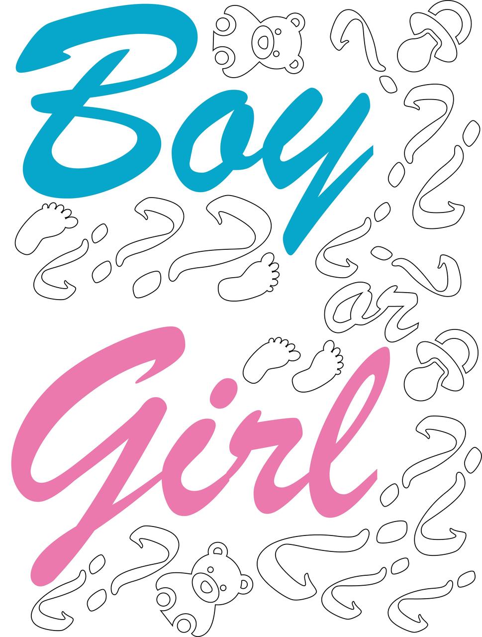 Наклейка на кульку "Girl or Boy" (29х20см.)  комплект 2