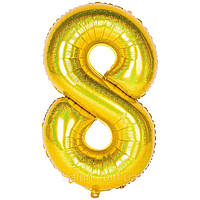 Фольгова кулька цифра "8" золота голографічна 40"(100см) 1шт