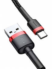 Кабель для зарядки телефона/ смартфона Baseus USB - Type-C 3 A 50 см Чорний/ Червоний (CATKLF-A91), фото 4