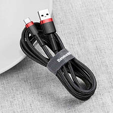Кабель для зарядки телефона/ смартфона Baseus USB - Type-C 3 A 50 см Чорний/ Червоний (CATKLF-A91), фото 5