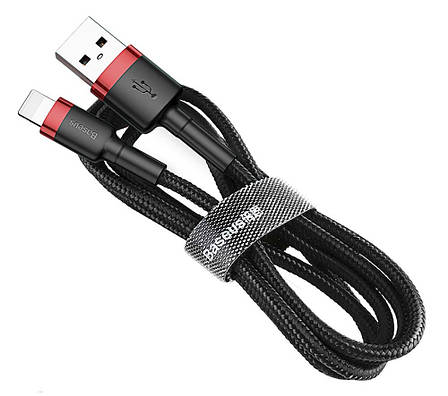 Кабель для зарядки телефона/ смартфона Baseus USB - Lightning 2.4 A 1 м Чорний/Червоний (CALKLF-B19), фото 1