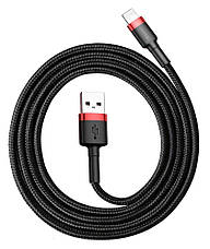 Кабель для зарядки телефона/ смартфона Baseus USB - Lightning 2.4 A 1 м Чорний/Червоний (CALKLF-B19), фото 3