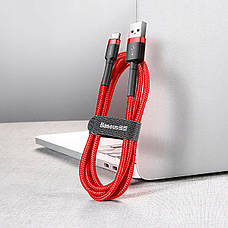 Кабель для зарядки телефона/ смартфона Baseus USB - Type-C 3 A 1 м Червоний/ Чорний (CATKLF-B09), фото 5