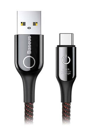 Кабель для зарядки телефона/ смартфона Baseus USB - Type-C 3 A 1 м Чорний/ Червоний (CATCD-01), фото 1
