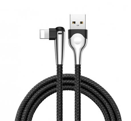 Ігровий кабель для зарядки телефона Baseus USB - Lightning 2.4 A 1 м Чорний/Сріблястий (CALMVP-D01), фото 1