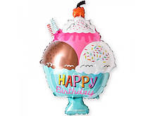 Фольгована кулька міні-фігура морозиво Happy Birthday 30х25см Китай