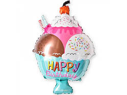 Фольгована кулька міні-фігура морозиво Happy Birthday 30х25см Китай