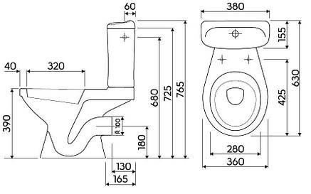 Унітаз - компакт-підлоговий з горизонтальним випуском Kolo IDOL бачок 3/6л, нижній підвід, сидіння поліпропілен, фото 2