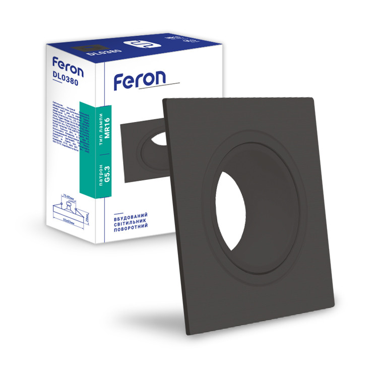 Вбудований поворотний точковий світильник Feron DL 0380 чорний пластик