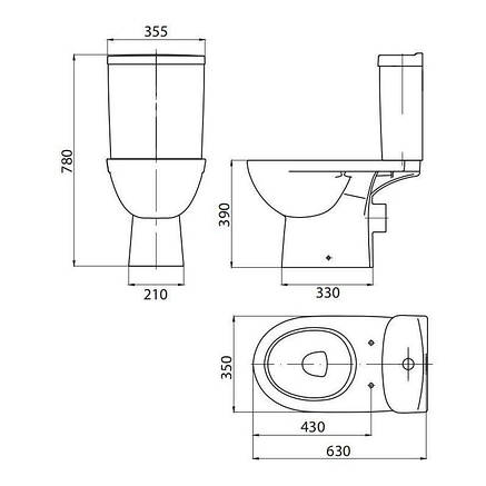 Унітаз FREJA Premium компакт з гориз. випуском, бачок 3/6 л, нижн.підведенням, сидінням з кришкою Duroplast, фото 2