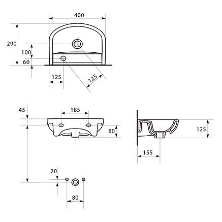 Умивальник 40 см правий Cersanit ARTECO, фото 2
