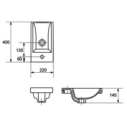 COMO умивальник 40см, мебліний, з отвором для суміші, фото 2