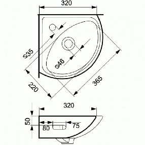 Умивальник кутовий 35 см підвісний Cersanit SIGMA, фото 2