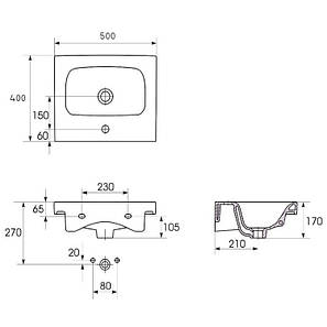 Умивальник 50*40 см, підвісний Cersanit MODUO, фото 2