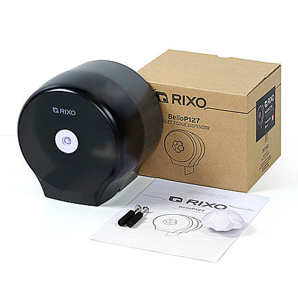 Диспенсер для туалетного паперу Rixo Bello P127TB настінний тримач чорний напівпрозорий пластик Італія, фото 3