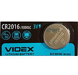 Батарейка літієва Videx CR2016 5000LC 3V Блістер 5шт, фото 5