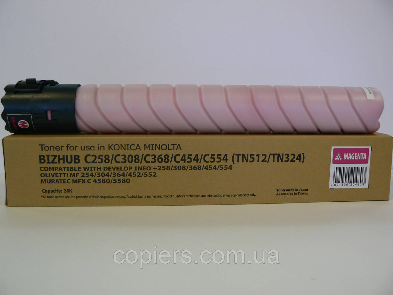 Тонер картридж TN512/TN324 M Konica Minolta Bizhub C258/C368/C454, Tomoegawa, Japan, tn-512m