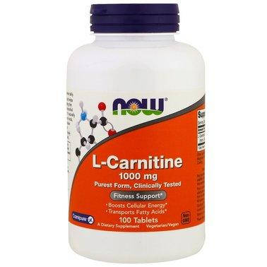 Жироспалювач NOW Foods L-Carnitine 1000 mg 100 Tabs, фото 1